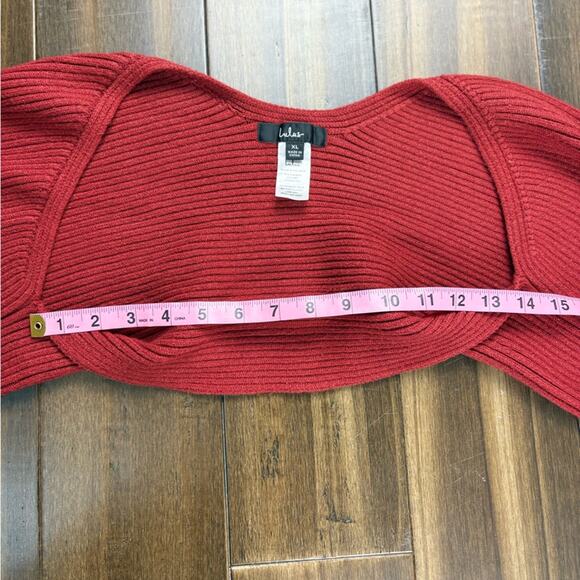 Lulu's Rich Strapless Red Knit Top w/ Long Sleeve Wrap size XL - Picture 5 of 11